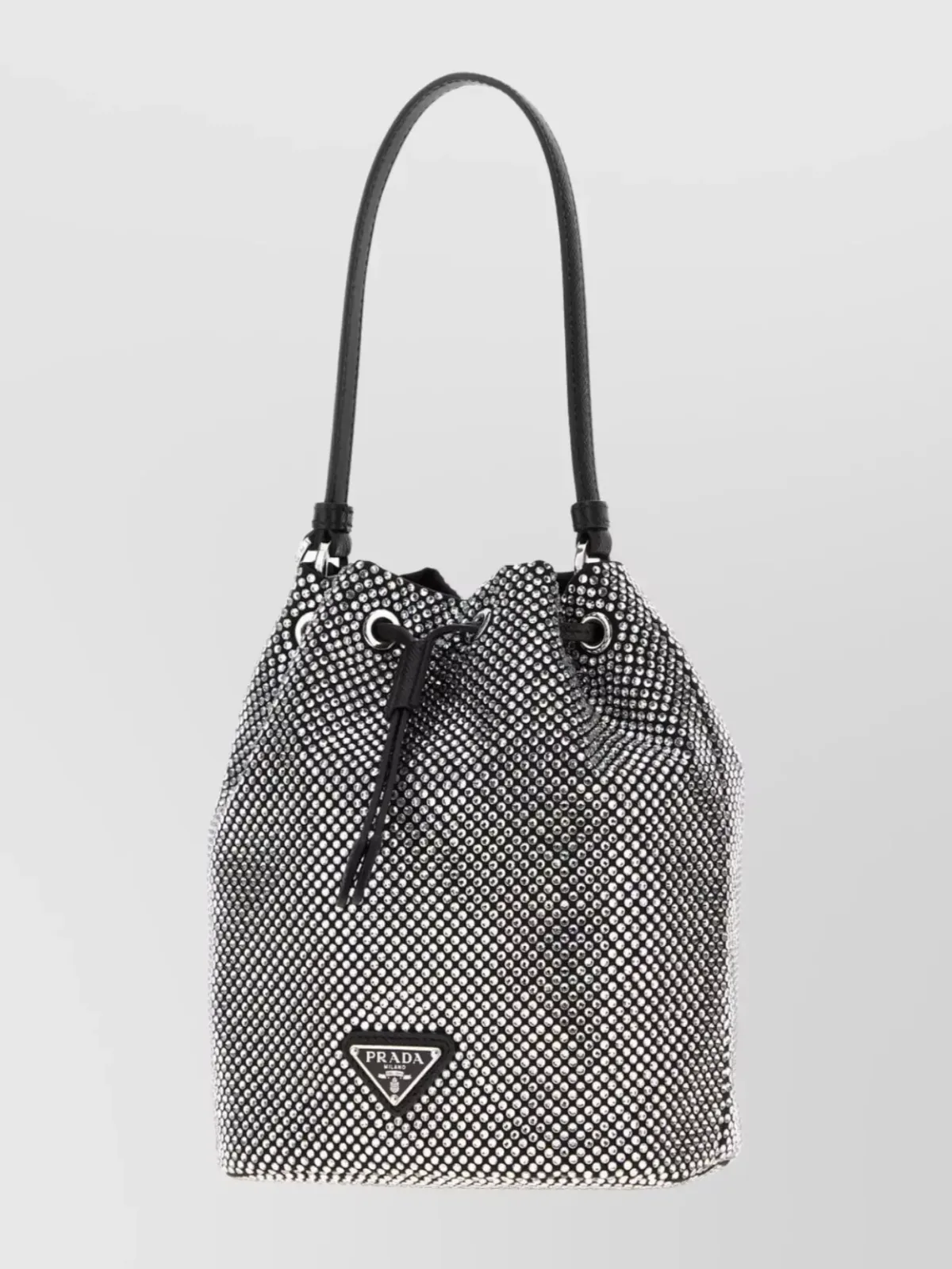 Prada Embellished Satin Bucket Bag in Black, photo 2