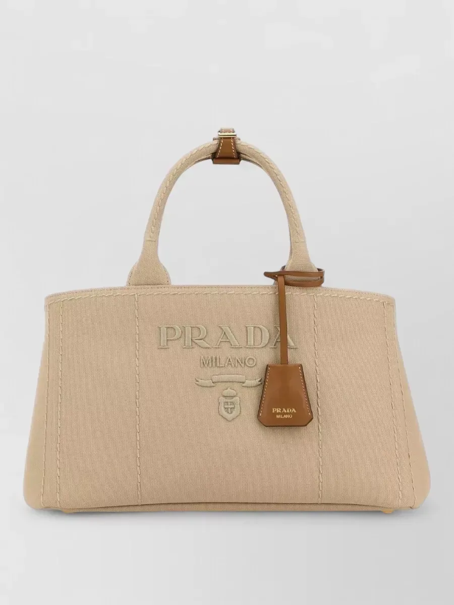 Tote bag Prada in tela beige, foto 1