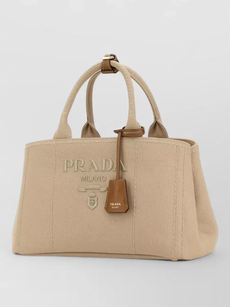 Tote bag Prada in tela beige, foto 2