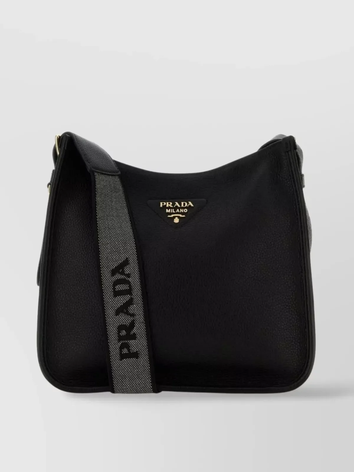 Sac porté épaule Prada noir en cuir de veau texturé, photo 1