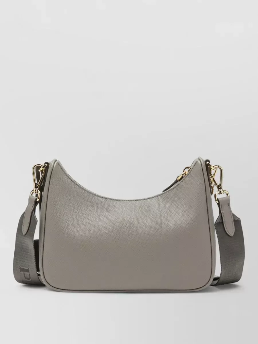 Prada Strukturierte Schultertasche mit Kette in Grau, Foto 2