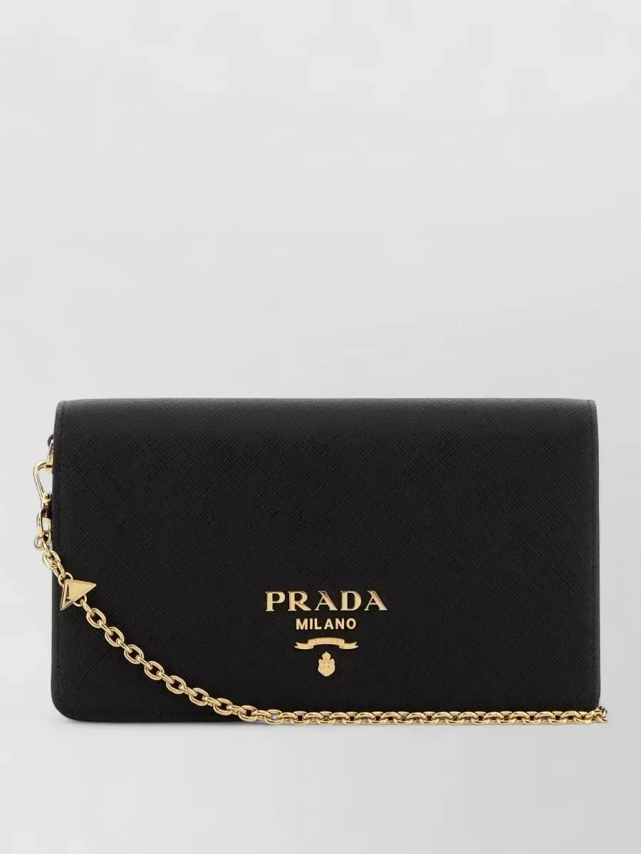 Prada Mini Schultertasche mit Kette in Schwarz, Foto 1