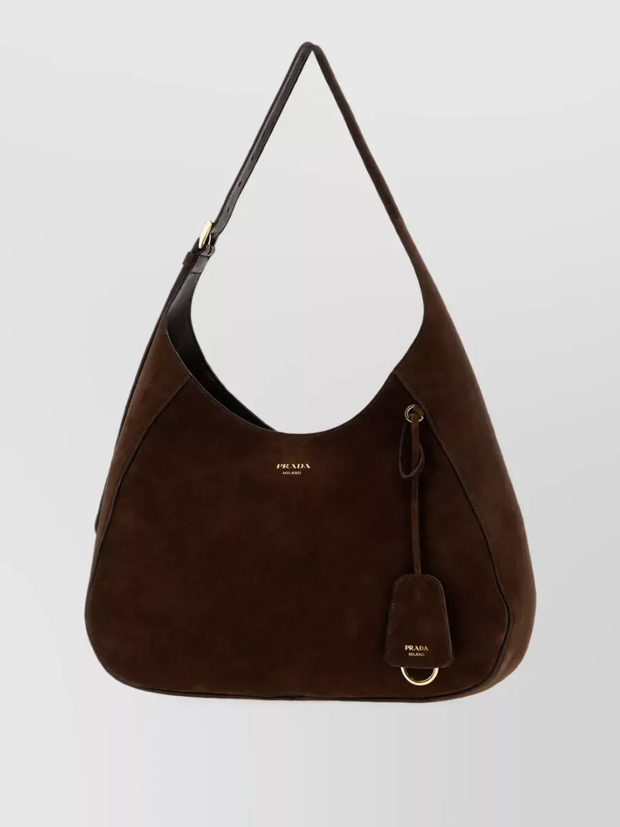 Bolso tote hobo Prada de ante grande en marrón, foto 1