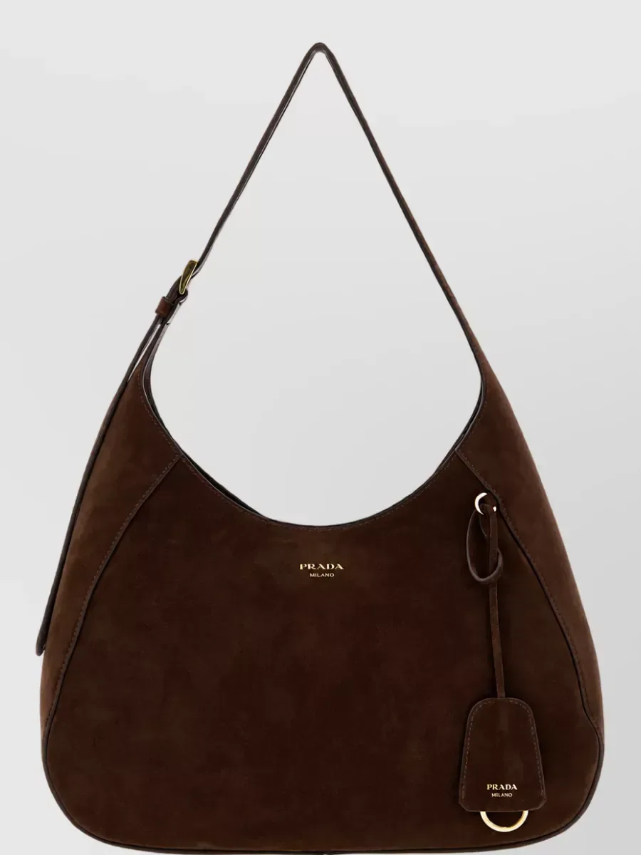 Bolso tote hobo Prada de ante grande en marrón, foto 2