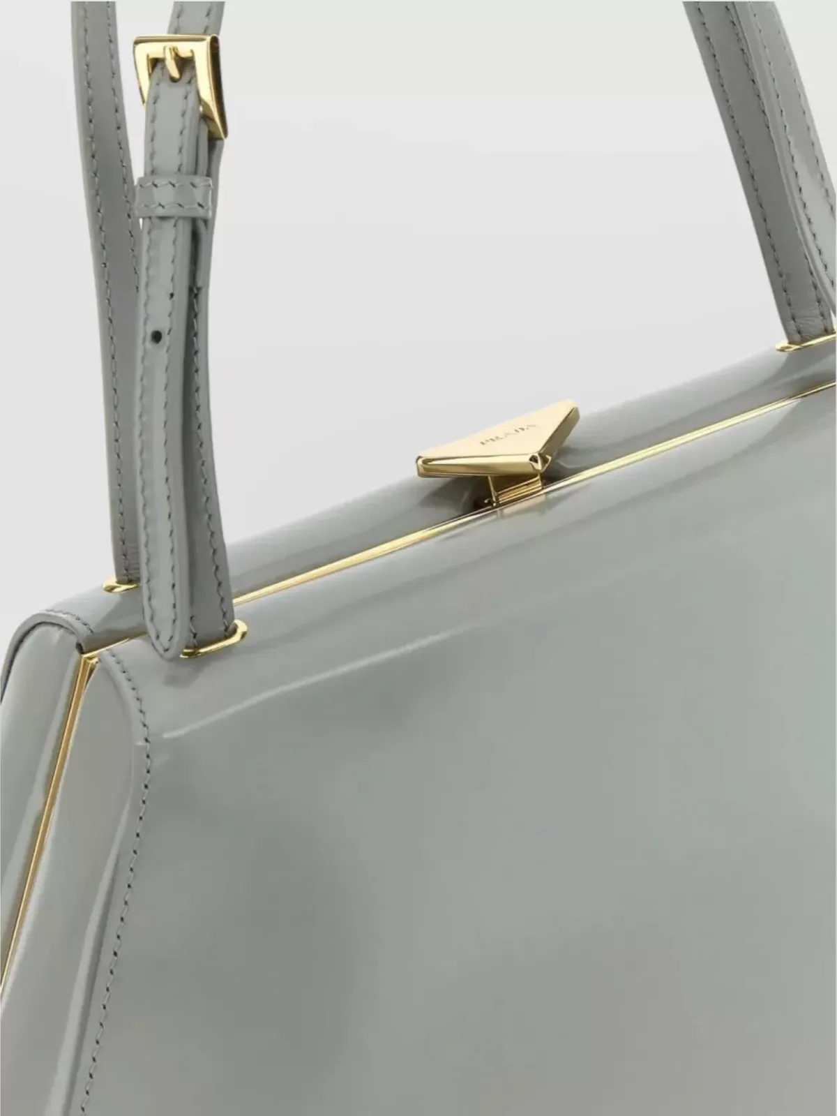 Prada Double Handle حقيبة كتف رمادية، صورة 4