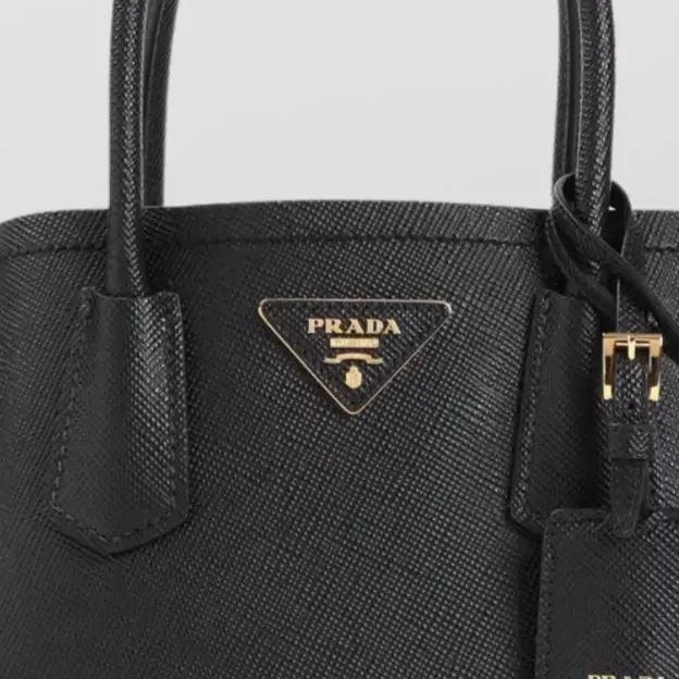 Prada Double Schultertasche in Schwarz, Detail