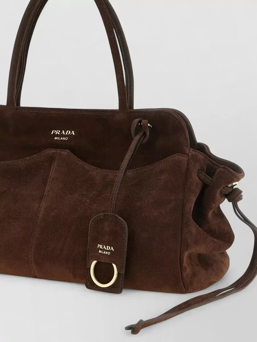 Prada Soft Suede Tote in Brown, photo 3