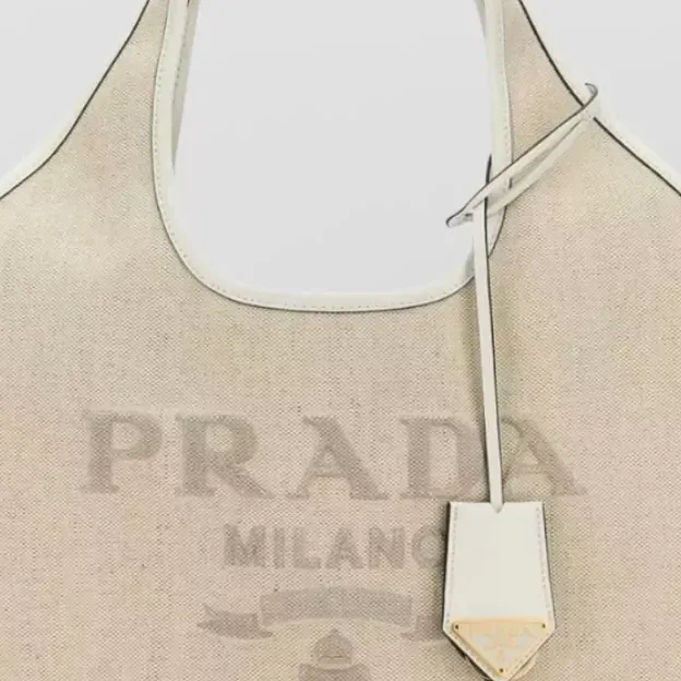 Prada Round Handle Shoulder Bag in Beige, detail