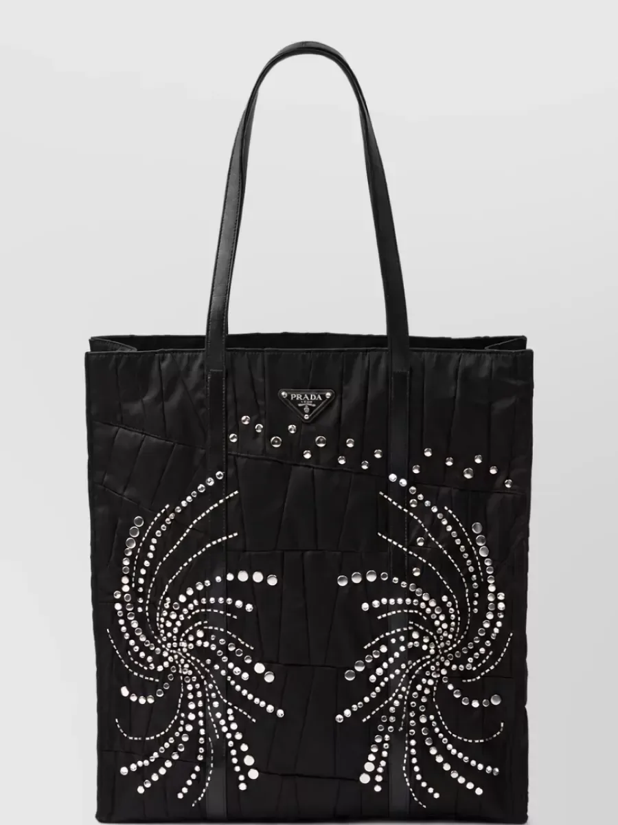 Prada Re-Edition Large Quilted Re-Nylon Tote Bag with Studs