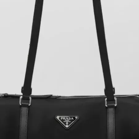 Prada Lightweight Zip Shoulder Bag in Black, detail
