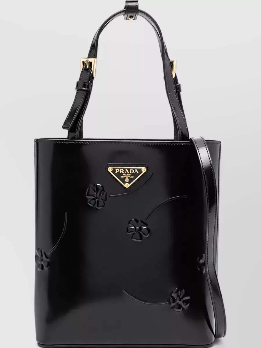 Prada Triangle Embossed Clutch in Black, photo 1