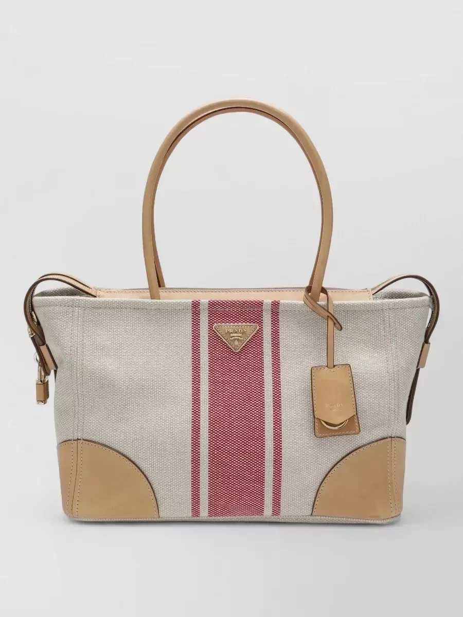 Prada Tote Bag gestreift in Beige, Foto 1