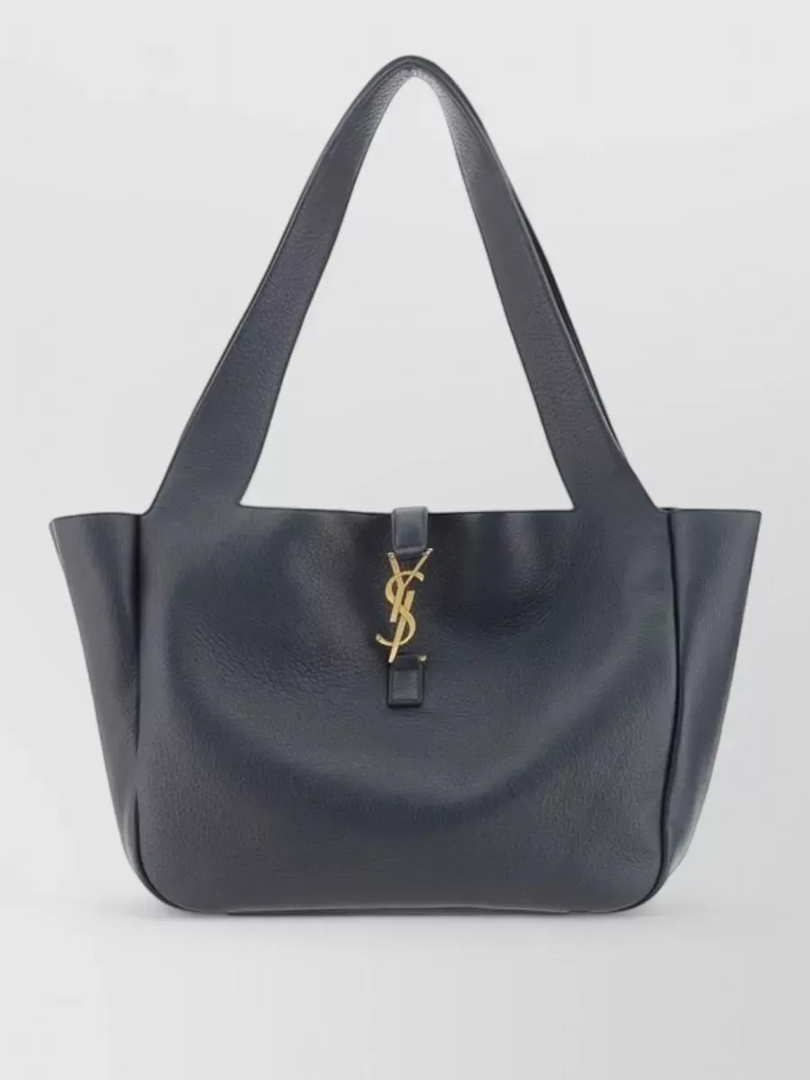 Saint Laurent Le 5 à 7 Bea Tote Bag in Black Grained Leather