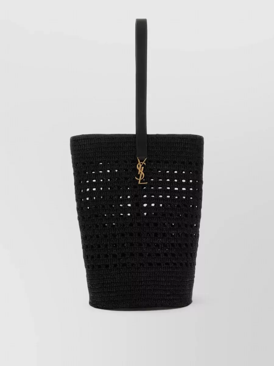 Cabas Saint Laurent en raphia noir, photo 1
