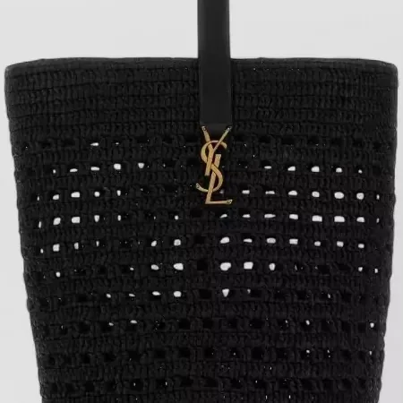 Cabas Saint Laurent en raphia noir, détail