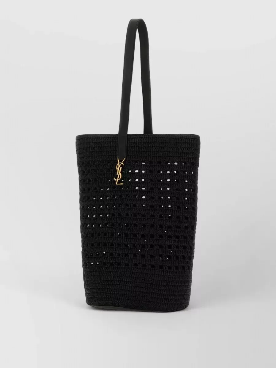 Cabas Saint Laurent en raphia noir, photo 2