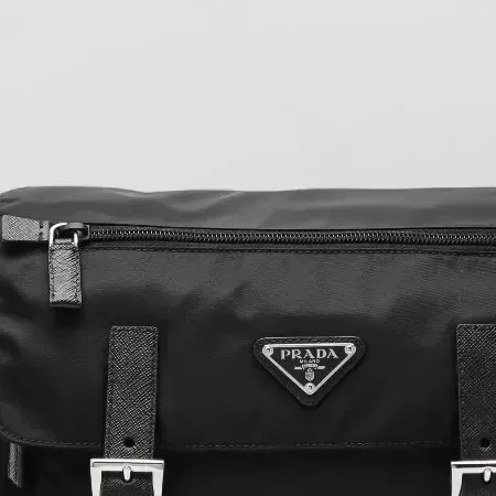 Prada Buckle Crossbody Bag in Black, detail