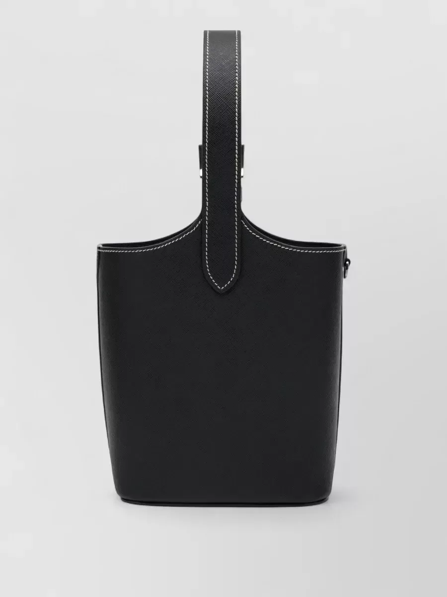 Prada Contrast Stitch Bucket Bag in Black, photo 2