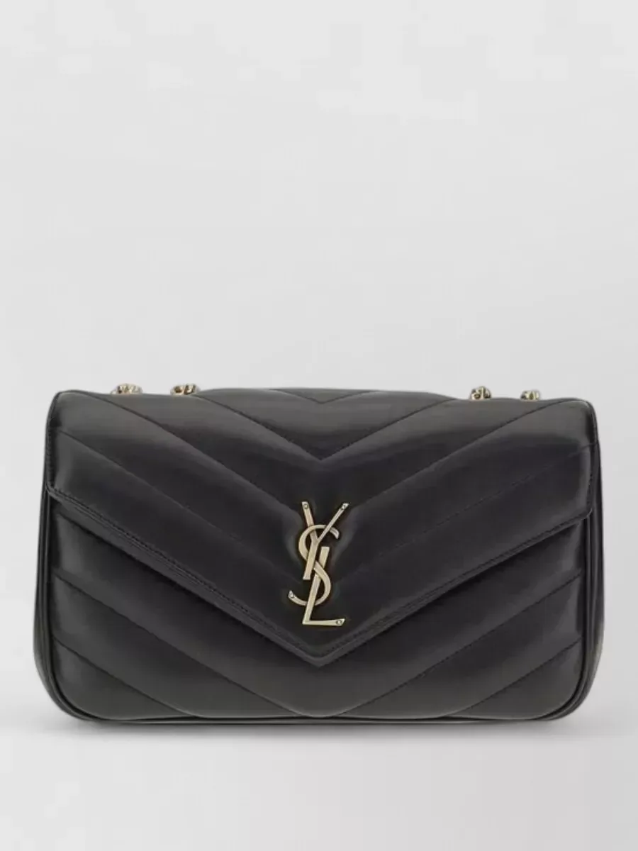 Saint Laurent Loulou Shoulder Bag in Black Chevron Quilted Calfskin