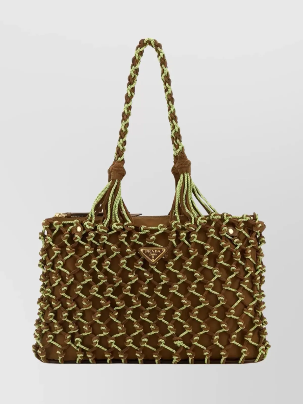 Prada Braided Handle Shoulder Bag in Brown, photo 1