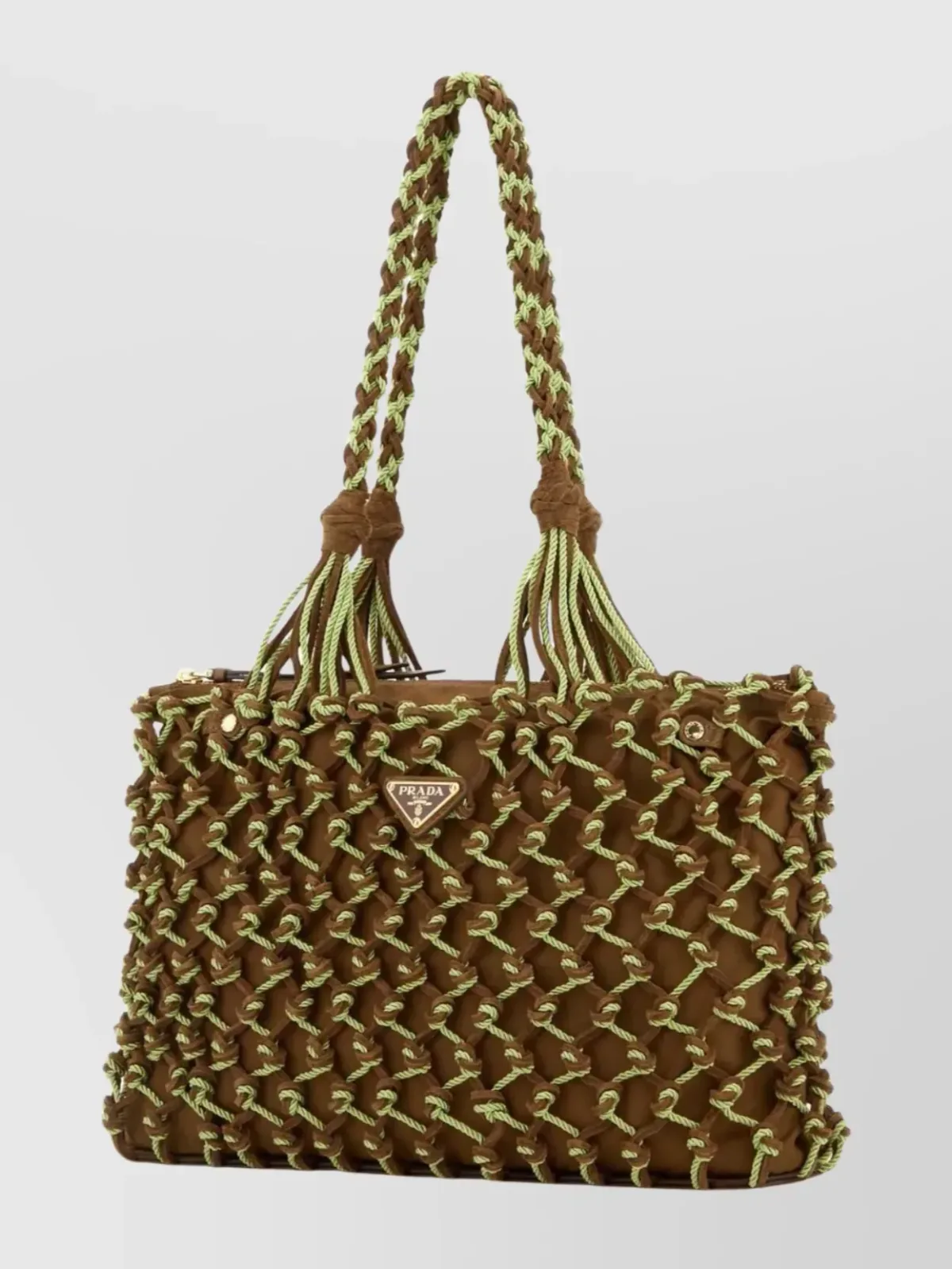 Prada Braided Handle Shoulder Bag in Brown, photo 2