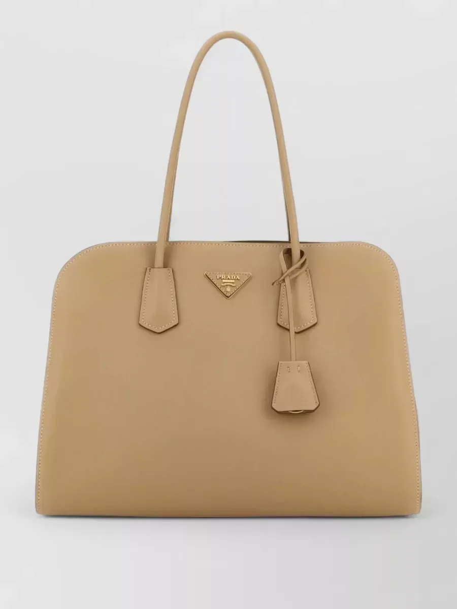 Prada Smooth Leather Top Handle Bag in Tan, photo 1