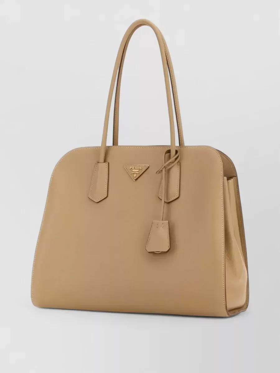 Prada Smooth Leather Top Handle Bag in Tan, photo 2