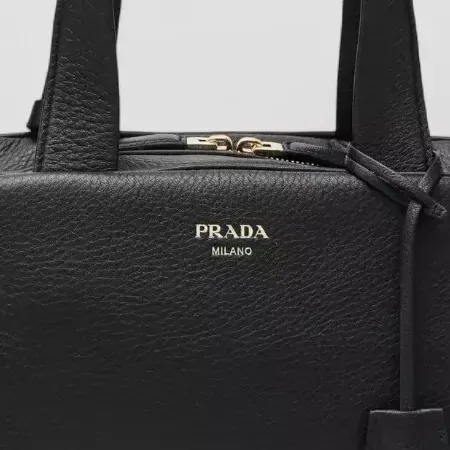 Prada Textured Top Handle Bag in Black, detail