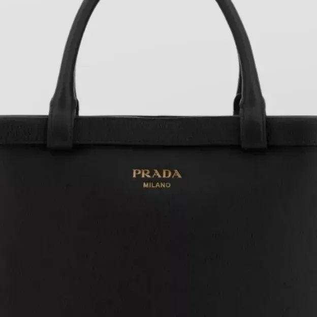 Prada Medium Top Handle Bag in Black, detail