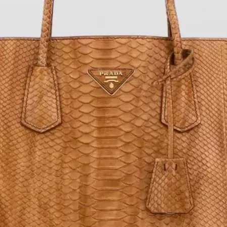 Prada Python Top Handle Bag in Brown, detail