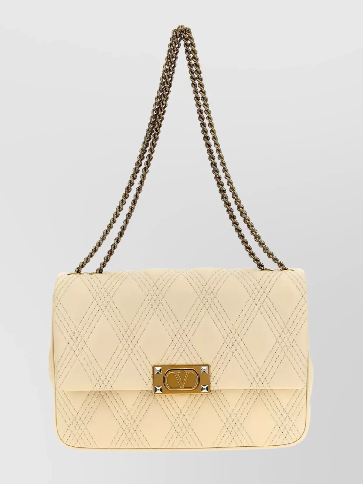Valentino Garavani VLogo Signature Schultertasche Medium in Beige, Foto 1