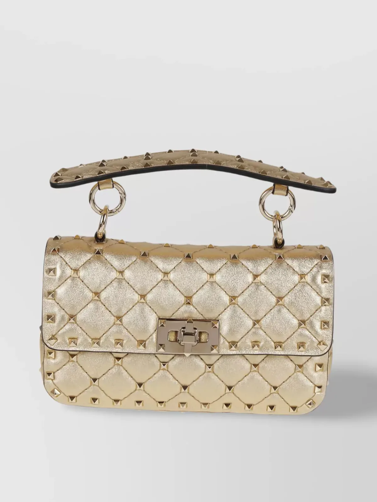 Mala de ombro pequena Valentino Garavani Rockstud Spike em dourado, foto 1