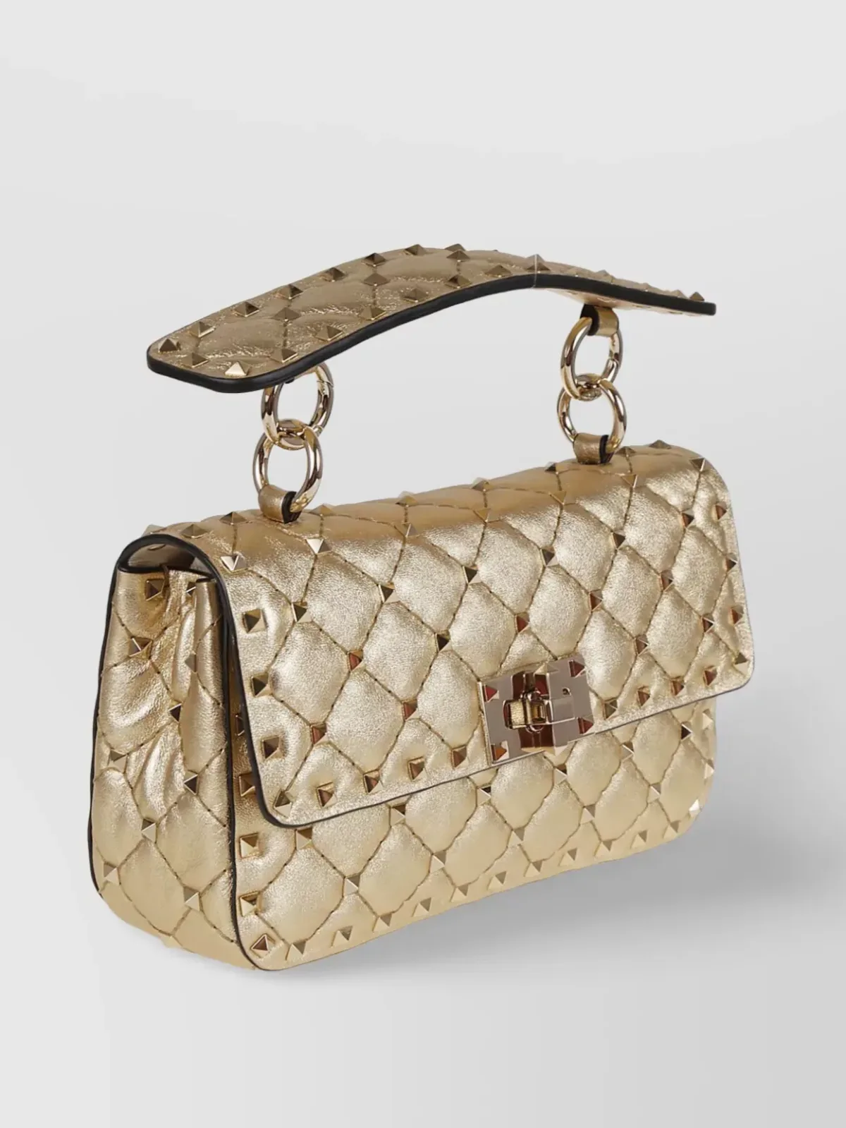 Mala de ombro pequena Valentino Garavani Rockstud Spike em dourado, foto 3