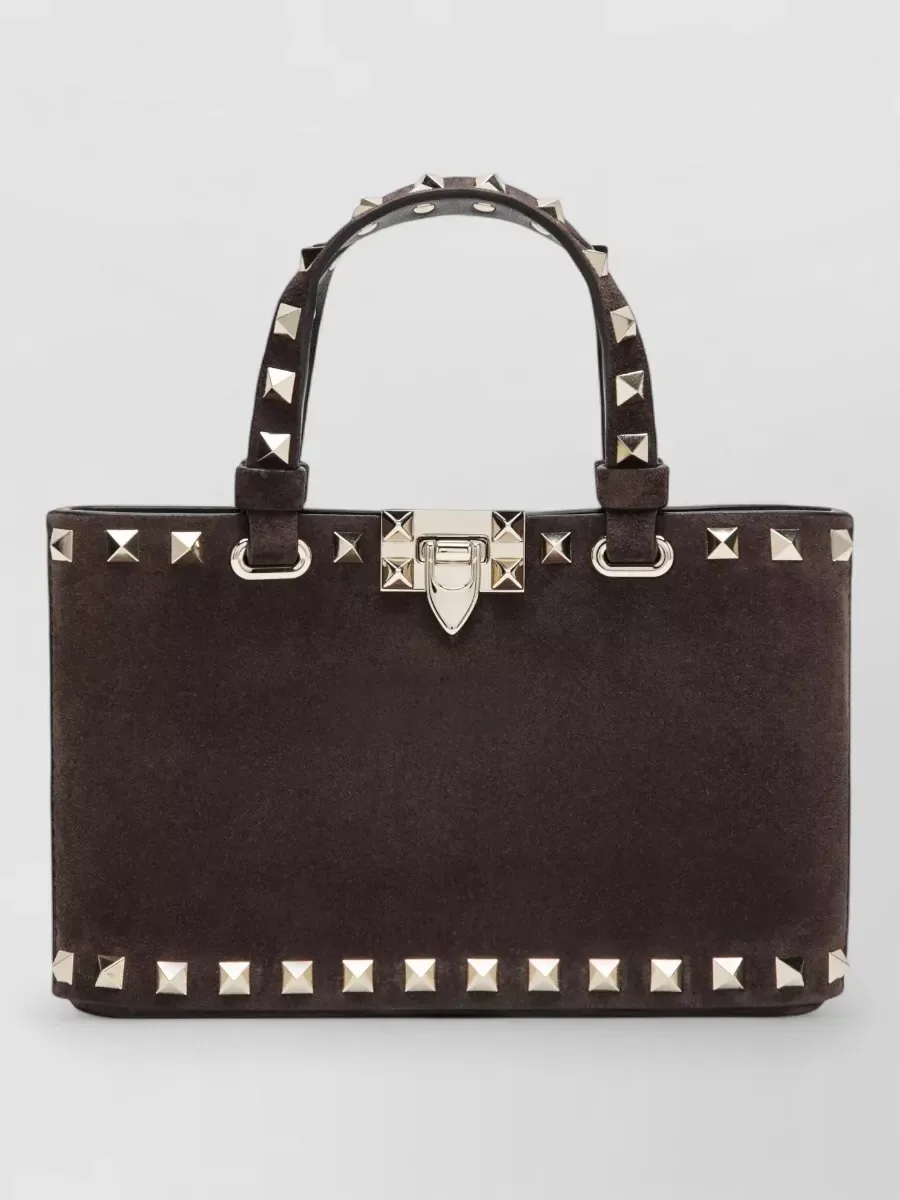 Mini cabas Valentino Garavani Rockstud marron, vue 1