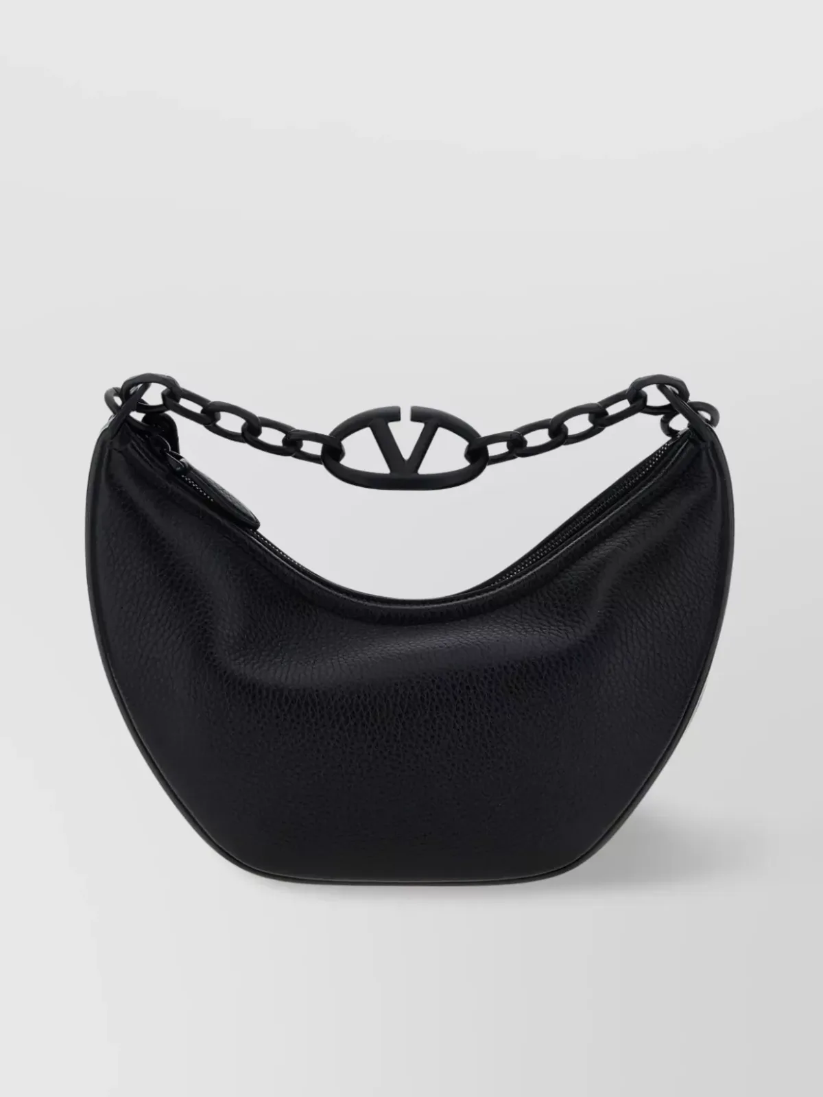 Valentino Garavani Textured Leather Chain Shoulder Bag in Black, photo 1