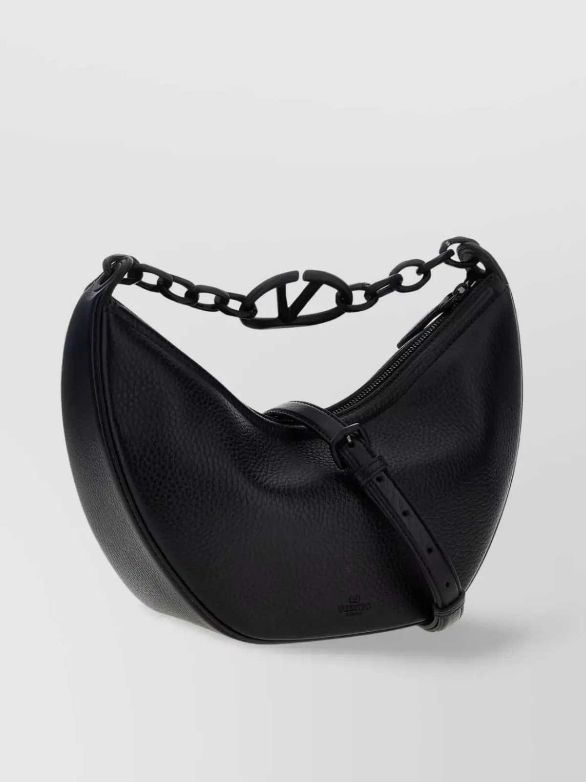 Valentino Garavani Textured Leather Chain Shoulder Bag in Black, photo 2