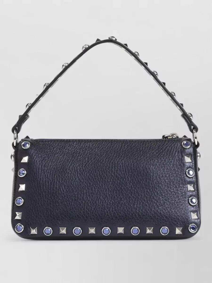 Valentino Garavani Rockstud Spike Small Clutch in blu navy, foto 2