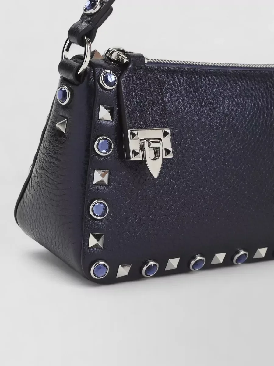 Valentino Garavani Rockstud Spike Small Clutch in blu navy, foto 3