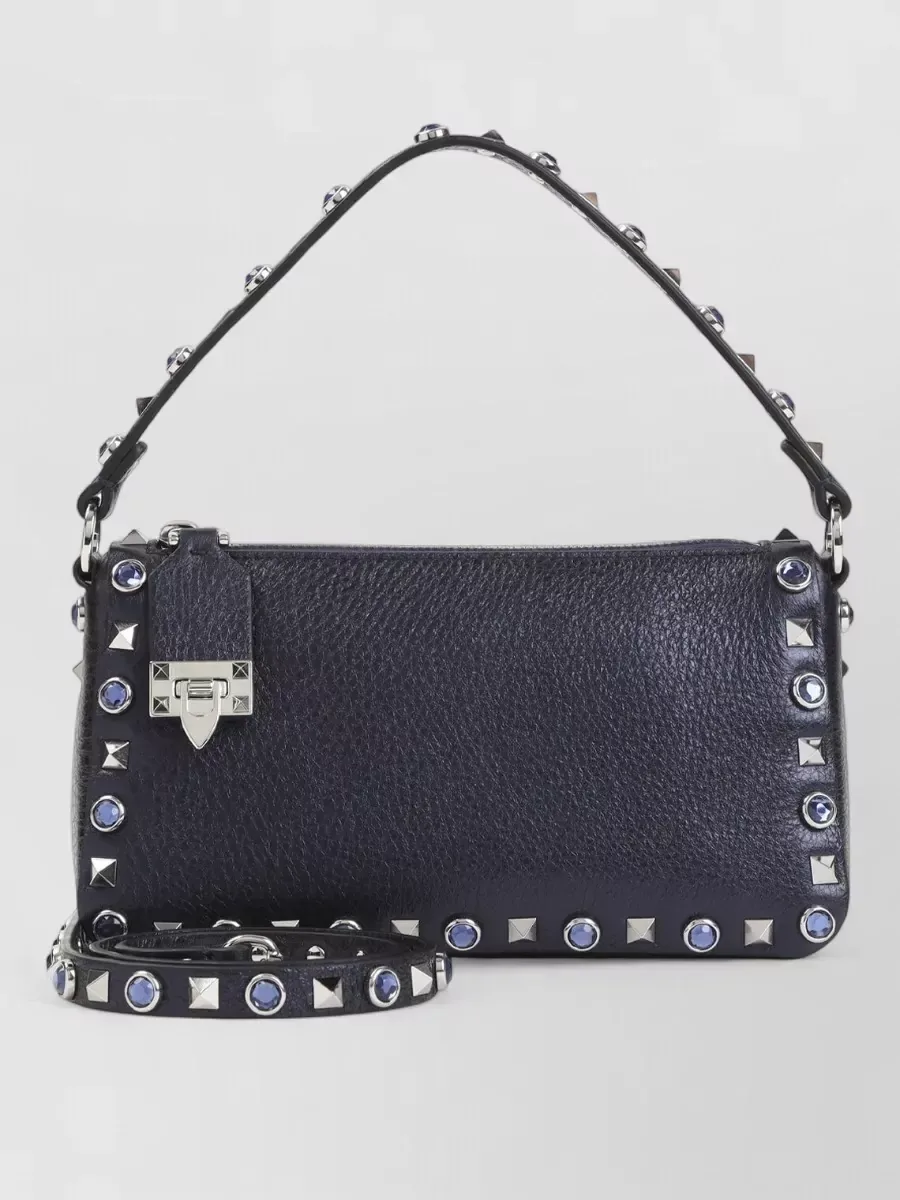 Valentino Garavani Rockstud Spike Small Clutch in blu navy, foto 4
