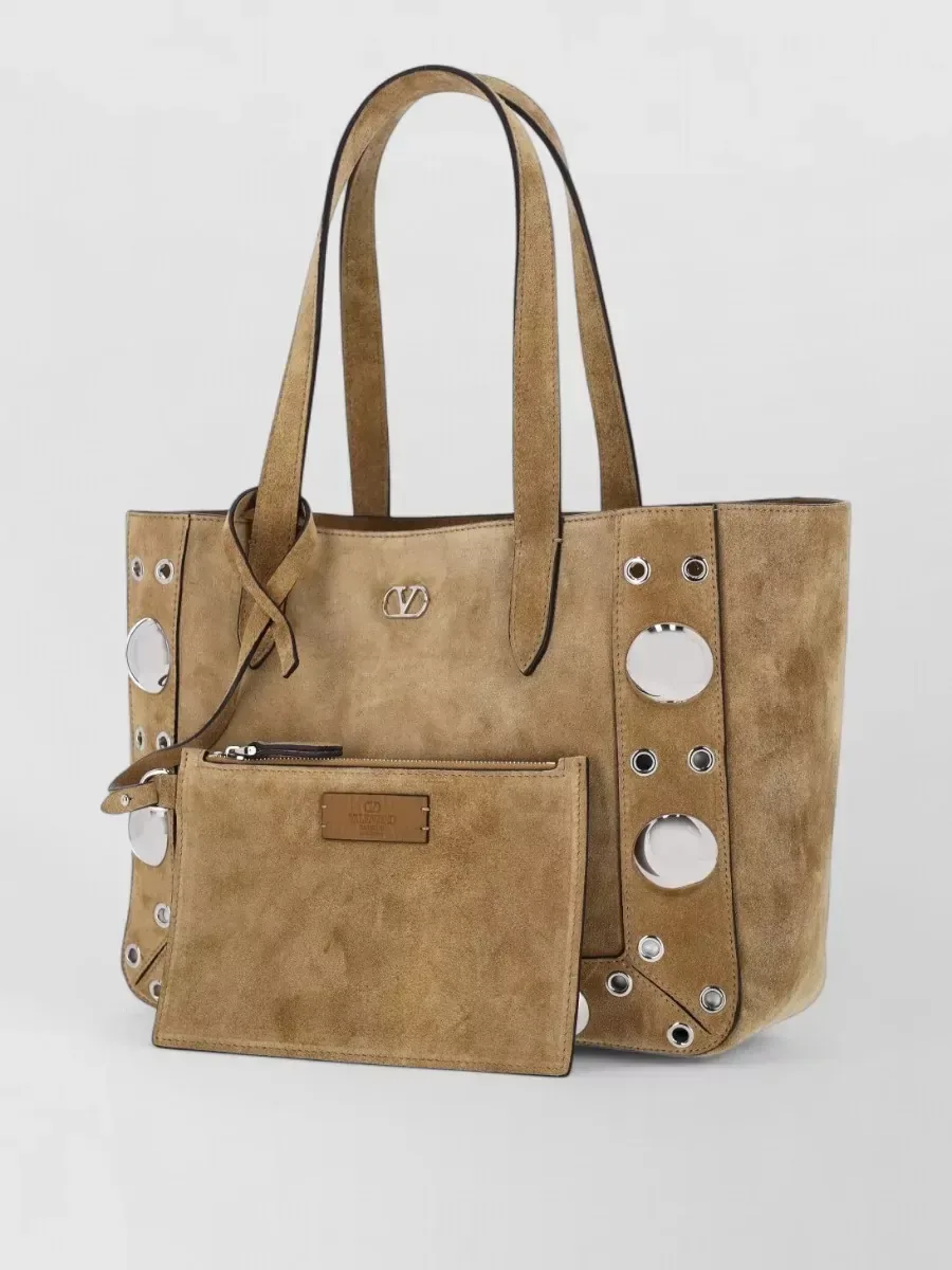 Mala shopper Valentino Garavani com studs em bege, foto 3