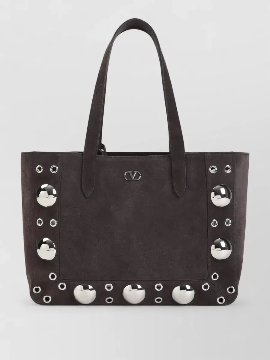 Mala shopper Valentino Garavani com studs em castanho, foto 1