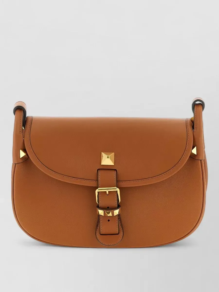 Borsa a spalla Valentino Garavani Studded Buckle Flap in Marrone, foto 1