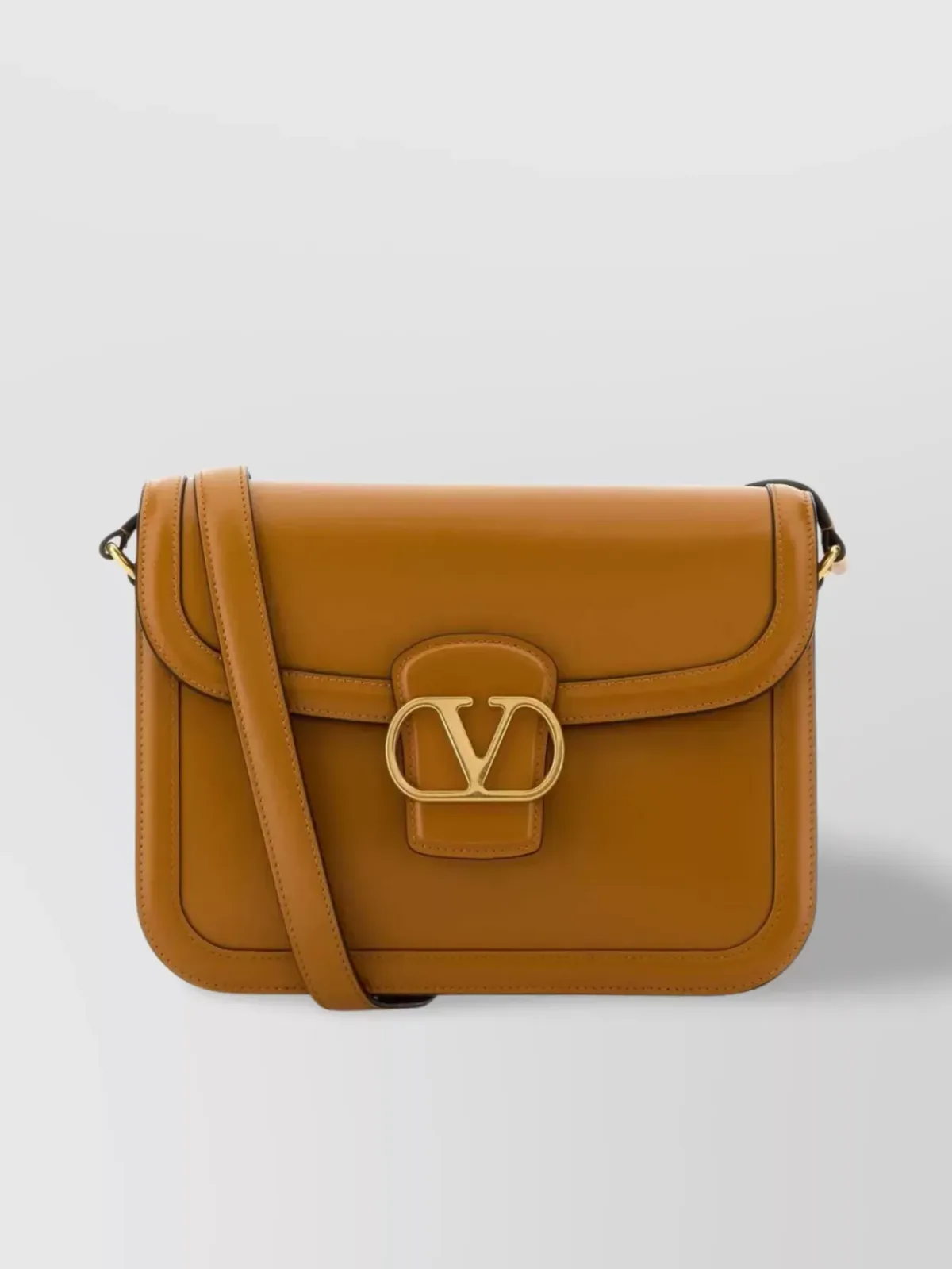 Valentino Garavani Calf Leather Shoulder Bag in Camel, photo 1