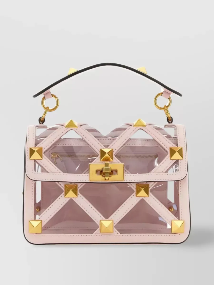 Sac Valentino Garavani clouté transparent rose, photo 1