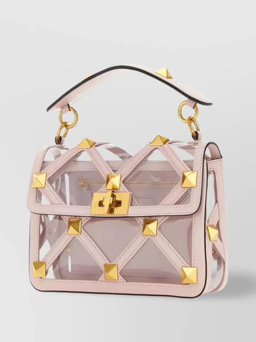 Sac Valentino Garavani clouté transparent rose, photo 3