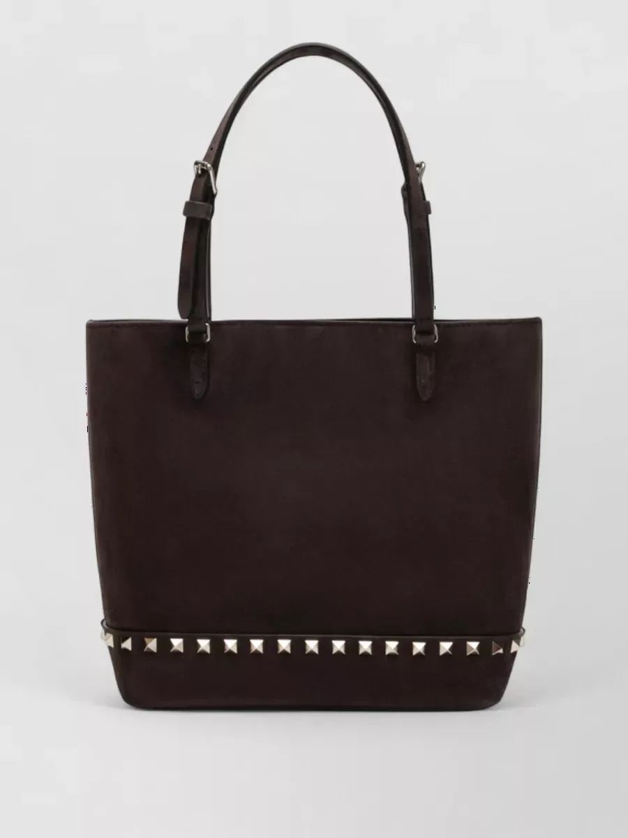 Borsa tote Valentino Garavani Small Suede Tote marrone, foto 1