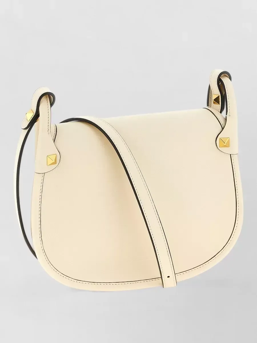 Borsa a spalla Valentino Garavani con borchie e fibbia beige, foto 2
