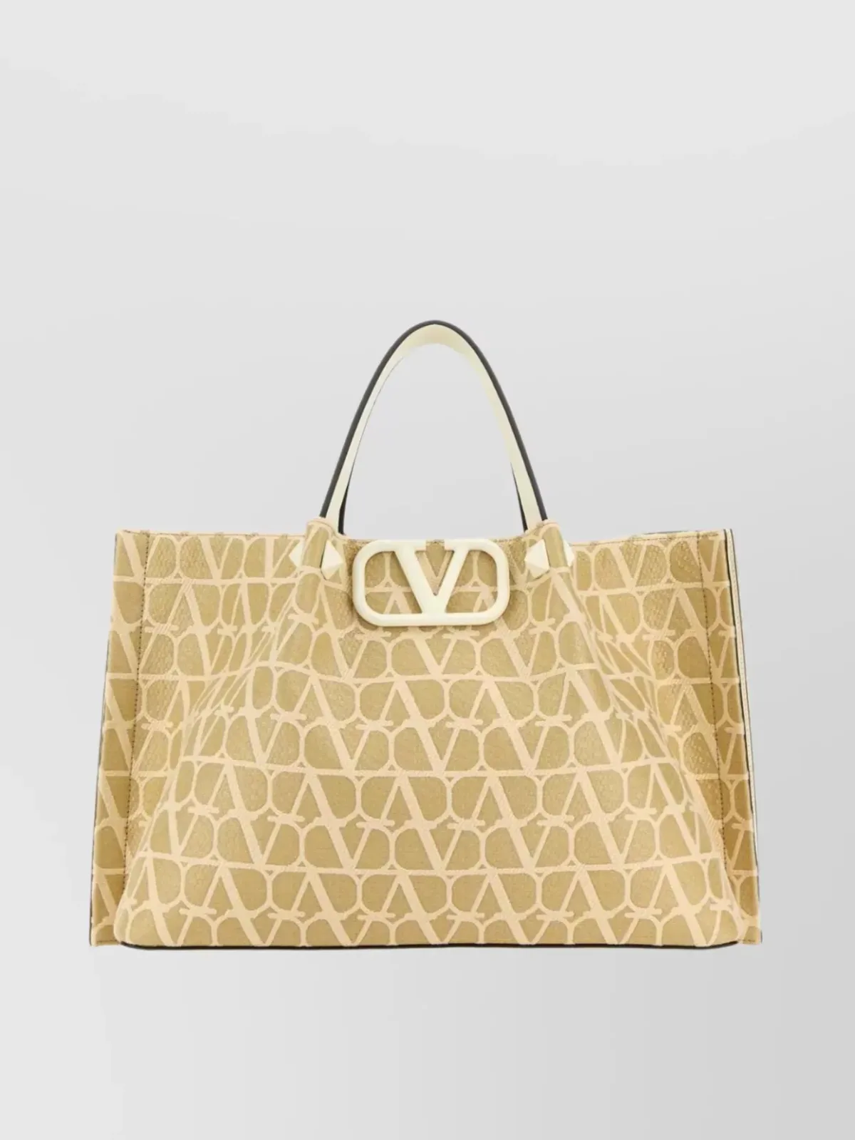 Valentino Garavani VLogo Signature中号托特包米色,照片1