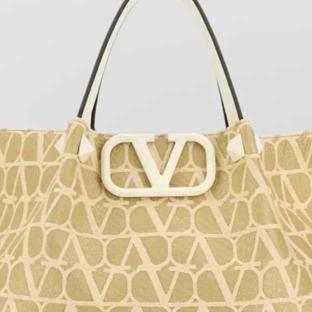 Valentino Garavani VLogo Signature中号托特包米色,细节