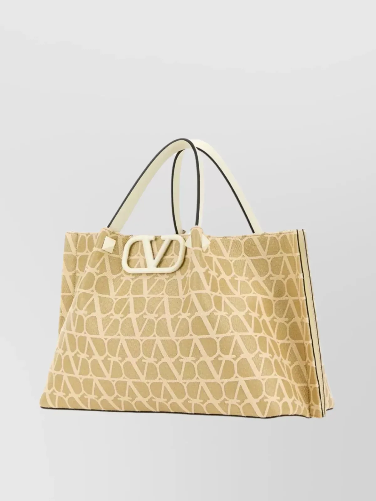 Valentino Garavani VLogo Signature中号托特包米色,照片2